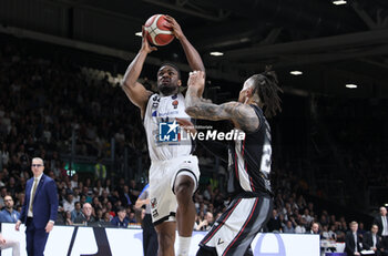 2024-05-11 - Retin Obasohan (Tortona) during the LBA during game 1 of the playoffs of the Italian Serie A1 basketball championship Segafredo Virtus Bologna Vs. Bertram Derthona Tortona at Segafredo Arena, Bologna, Italy, May 11, 2024 - Photo: Michele Nucci - PLAYOFF - VIRTUS SEGAFREDO BOLOGNA VS BERTRAM DERTHONA TORTONA - ITALIAN SERIE A - BASKETBALL