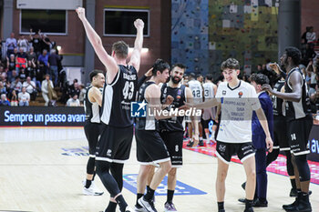 2024-05-18 - #43 Leon Radosevic (Bertram Derthona Basket Tortona) and # 7 Leonardo Candi (Bertram Derthona Basket Tortona) and # 8 Riccardo Tavernelli (Bertram Derthona Basket Tortona) - PLAYOFF - BERTRAM DERTHONA TORTONA VS VIRTUS SEGAFREDO BOLOGNA - ITALIAN SERIE A - BASKETBALL