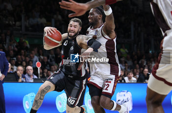 2024-05-26 - Isaia Cordinier (Segafredo Virtus Bologna) in action thwarted by Jordan Parks (Umana Reyer Venezia) during the LBA italian A1 series basketball championship match 2 of the playoffs semifinals Segafredo Virtus Bologna Vs. Umana Reyer Venezia at Segafredo Arena, Bologna, Italy, May 26, 2024 - Photo: Michele Nucci - VIRTUS BOLOGNA VS REYER VENEZIA - ITALIAN SERIE A - BASKETBALL