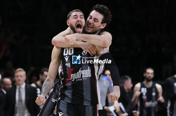 2024-05-26 - Isaia Cordinier (Segafredo Virtus Bologna) and Alessandro Pajola (Segafredo Virtus Bologna) during the LBA italian A1 series basketball championship match 2 of the playoffs semifinals Segafredo Virtus Bologna Vs. Umana Reyer Venezia at Segafredo Arena, Bologna, Italy, May 26, 2024 - Photo: Michele Nucci - VIRTUS BOLOGNA VS REYER VENEZIA - ITALIAN SERIE A - BASKETBALL