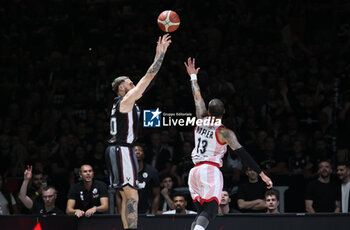 2024-06-06 - Isaia Cordinier (Bologna) in action thwarted by Shabazz Napier (Milano) during race 1 of the playoffs final game of the LBA Italian basketball championship Segafredo Virtus Bologna vs EA7 Emporio Armani Olimpia Milano at Segafredo Arena, Bologna, Italy, June 06, 2024 - photo Michele Nucci - RACE 1 FINAL / VIRTUS SEGAFREDO BOLOGNA VS EA7 EMPORIO ARMANI MILANO - ITALIAN SERIE A - BASKETBALL