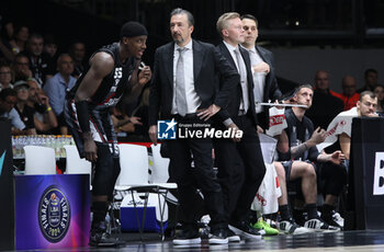 2024-06-06 - Awudu Abass (Bologna) and Luca Banchi (head coach of Bologna) during race 1 of the playoffs final game of the LBA Italian basketball championship Segafredo Virtus Bologna vs EA7 Emporio Armani Olimpia Milano at Segafredo Arena, Bologna, Italy, June 06, 2024 - photo Michele Nucci - RACE 1 FINAL / VIRTUS SEGAFREDO BOLOGNA VS EA7 EMPORIO ARMANI MILANO - ITALIAN SERIE A - BASKETBALL