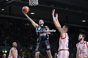 2024-06-08 - Isaia Cordinier (Bologna) during race 2 of the playoffs final game of the LBA Italian basketball championship Segafredo Virtus Bologna vs EA7 Emporio Armani Olimpia Milano at Segafredo Arena, Bologna, Italy, June 08, 2024 - photo Michele Nucci - RACE 2 FINAL - VIRTUS SEGAFREDO BOLOGNA VS EA7 EMPORIO ARMANI MILANO - ITALIAN SERIE A - BASKETBALL