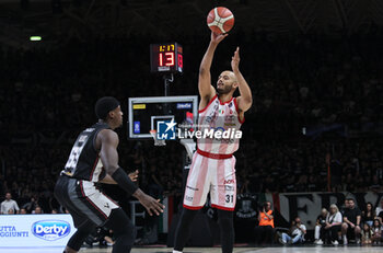 2024-06-08 - Shavon Shields (Milano) during race 2 of the playoffs final game of the LBA Italian basketball championship Segafredo Virtus Bologna vs EA7 Emporio Armani Olimpia Milano at Segafredo Arena, Bologna, Italy, June 08, 2024 - photo Michele Nucci - RACE 2 FINAL - VIRTUS SEGAFREDO BOLOGNA VS EA7 EMPORIO ARMANI MILANO - ITALIAN SERIE A - BASKETBALL