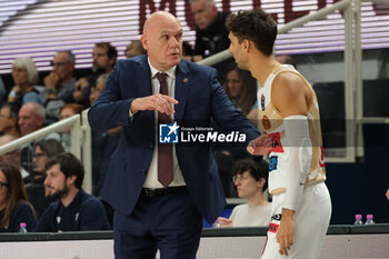 2024-10-05 - Neven Spahija head coach of Umana Reyer Venezia is coaching with Davide Moretti of Umana Reyer Venezia during the match between Dolomiti Energia Trentino and Umana Reyer Venezia, regular season of LBA UnipolSai A1 Italian Basketball Championship 2024/2025 at il T Quotidiano Arena on October 5, 2024, Trento, Italy. - DOLOMITI ENERGIA TRENTINO VS UMANA REYER VENEZIA - ITALIAN SERIE A - BASKETBALL