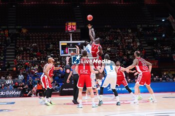 2024-10-13 - Maurice Daly Ndour (Germani Brescia) & Ousmane Diop (EA7 Emporio Armani Olimpia Milano) - EA7 EMPORIO ARMANI MILANO VS GERMANI BRESCIA - ITALIAN SERIE A - BASKETBALL