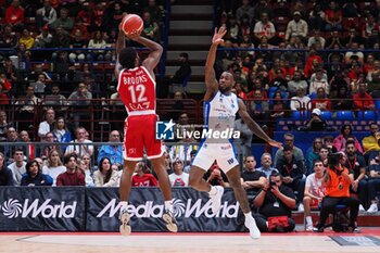 2024-10-13 - Armoni Brooks (EA7 Emporio Armani Olimpia Milano) 3 points shoot - EA7 EMPORIO ARMANI MILANO VS GERMANI BRESCIA - ITALIAN SERIE A - BASKETBALL