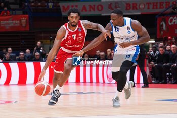 2024-10-13 - Armoni Brooks (EA7 Emporio Armani Olimpia Milano) & David Cournooh (Germani Brescia) - EA7 EMPORIO ARMANI MILANO VS GERMANI BRESCIA - ITALIAN SERIE A - BASKETBALL