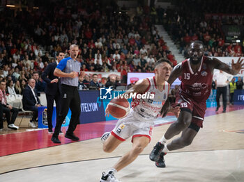 2024-10-19 - 13 Matteo Librizzi Openjobmetis Varese and 15 Akwasi Yeboah Trapani Shark during the LBA Italy Championship match between Openjobmetis Varese vs Trapani Shark, in Varese, Italy, on October 19, 2024 - OPENJOBMETIS VARESE VS TRAPANI SHARK - ITALIAN SERIE A - BASKETBALL