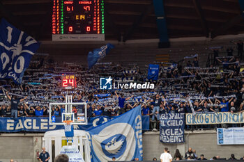 2024-05-07 - Fans of Pallacanestro Cantu during game 2 of the playoffs of the italian A2 basketball championship between Acqua S. Bernardo Cantu vs UEB Gesteco Cividale at PalaFitLineDesio, Desio, Italy on Maj 7, 2024 - PALLACANESTRO CANTù VS UEB CIVIDALE - ITALIAN SERIE A2 - BASKETBALL