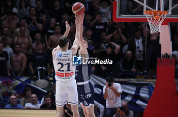 07/05/2024 - Matteo Fantinelli (Fortitudo) in action thwarted by Simone Barbante (Treviglio) during the italian basketball LBN A2 series championship game 2 of the playoff quarterfinals Fortitudo Flats Services Bologna Vs Blu Basket Gruppo Mascio Treviglio - Bologna, Italy, May 07, 2024 at Paladozza sports hall - Photo: Michele Nucci - FLATS SERVICE FORTITUDO BOLOGNA VS GRUPPO MASCIO TREVIGLIO - SERIE A2 - BASKET