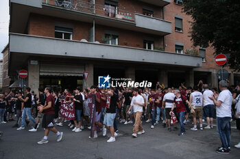 2024-06-09 - Supporters of Trapani arrive at paladozz before the italian basketball “Old Wild West” Lnp championship game 4 of the playoff finals between Fortitudo Flats Services Bologna and Trapani Shark - Bologna, Italy, June 09, 2024 at Paladozza sports hall - Photo: Michele Nucci - GAME 4 - FORTITUDO BOLOGNA VS TRAPANI - ITALIAN SERIE A2 - BASKETBALL
