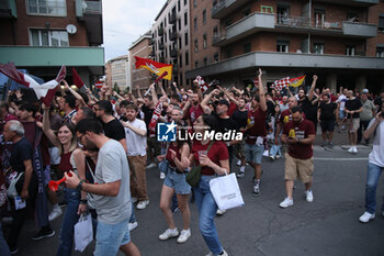 2024-06-09 - Supporters of Trapani arrive at paladozz before the italian basketball “Old Wild West” Lnp championship game 4 of the playoff finals between Fortitudo Flats Services Bologna and Trapani Shark - Bologna, Italy, June 09, 2024 at Paladozza sports hall - Photo: Michele Nucci - GAME 4 - FORTITUDO BOLOGNA VS TRAPANI - ITALIAN SERIE A2 - BASKETBALL