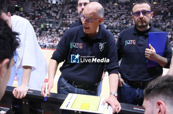2024-06-09 - Attilio Caja (head coach of Fortitudo) during the italian basketball “Old Wild West” Lnp championship game 4 of the playoff finals between Fortitudo Flats Services Bologna and Trapani Shark - Bologna, Italy, June 09, 2024 at Paladozza sports hall - Photo: Michele Nucci - GAME 4 - FORTITUDO BOLOGNA VS TRAPANI - ITALIAN SERIE A2 - BASKETBALL