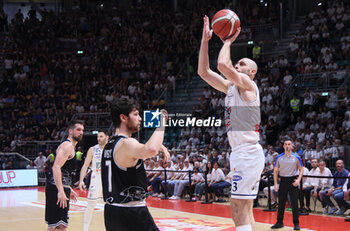2024-06-09 - Luigi Sergio (Fortitudo) during the italian basketball “Old Wild West” Lnp championship game 4 of the playoff finals between Fortitudo Flats Services Bologna and Trapani Shark - Bologna, Italy, June 09, 2024 at Paladozza sports hall - Photo: Michele Nucci - GAME 4 - FORTITUDO BOLOGNA VS TRAPANI - ITALIAN SERIE A2 - BASKETBALL