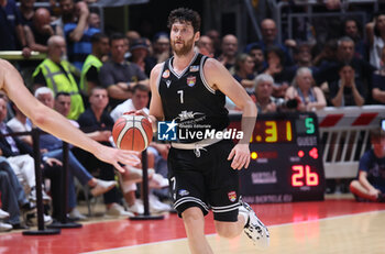 2024-06-09 - Matteo Imbro' (Trapani) during the italian basketball “Old Wild West” Lnp championship game 4 of the playoff finals between Fortitudo Flats Services Bologna and Trapani Shark - Bologna, Italy, June 09, 2024 at Paladozza sports hall - Photo: Michele Nucci - GAME 4 - FORTITUDO BOLOGNA VS TRAPANI - ITALIAN SERIE A2 - BASKETBALL