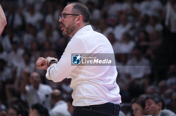 2024-06-09 - Andrea Diana (head coach of Trapani) during the italian basketball “Old Wild West” Lnp championship game 4 of the playoff finals between Fortitudo Flats Services Bologna and Trapani Shark - Bologna, Italy, June 09, 2024 at Paladozza sports hall - Photo: Michele Nucci - GAME 4 - FORTITUDO BOLOGNA VS TRAPANI - ITALIAN SERIE A2 - BASKETBALL