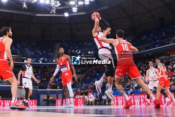 2024-11-23 - Alessandro Gentile (Wegreenit Urania Basket Milano) thwarted by Raphael Gaspardo (Unieuro Forli) - WEGREENIT URANIA MILANO VS UNIEURO FORLì - ITALIAN SERIE A2 - BASKETBALL