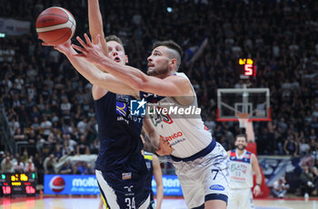 2024-11-10 - Leonardo Battistini (Fortitudo) during the italian basketball LBN A2 series championship match Fortitudo Flats Services Bologna Vs Reale Mutua Torino at Paladozza sports hall. Bologna, Italy, November 10, 2024 - Photo: Michele Nucci - FORTITUDO BOLOGNA VS BASKET TORINO - ITALIAN SERIE A2 - BASKETBALL