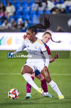 2024-01-17 - Naomie Feller of Real Madrid seen in action with the ball during the women football match valid for the semi final of the Spanish Supercopa tournament between Barcelona and Real Madrid played at Estadio Butarque in Leganes, Spain. - BARCELONA VS REAL MADRID - OTHER - SOCCER