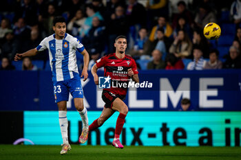 2024-02-17 - Omar El Hilali (RCD Espanyol) and Gabri Martinez (CD Mirandes) during a La Liga Hypermotion match between RCD Espanyol and CD Mirandes at Stage Front Stadium, in Barcelona, ,Spain on February 17, 2024. Photo by Felipe Mondino - RCD ESPANYOL - CD MIRANDES - OTHER - SOCCER