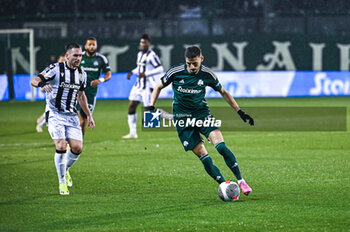 2024-02-21 - 25 Filip Mladenovic of Panathinaikos FC is playing during the Greek Cup , match between Panathinaikos FC and Paok FC at Apostolos Nikolaidis Stadium, on February 21, in Athens, Greece - PANATHINAIKOS VS PAOK - GREEK CUP - OTHER - SOCCER