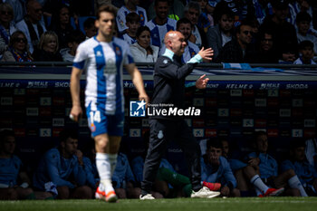 2024-04-21 - Head Coach Luis Miguel Ramis (RCD Espanyol) gestures during a La Liga Hypermotion match between RCD Espanyol and FC Andorra at Stage Front Stadium, in Barcelona, ,Spain on April 21, 2024. Photo by Felipe Mondino - RCD ESPANYOL - FC ANDORRA - OTHER - SOCCER
