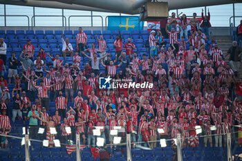 2024-06-13 - Supporters of Real Sporting are seen during a Playoff La Liga Hypermotion match between RCD Espanyol and Real Sporting at Stage Front Stadium, in Barcelona, ,Spain on June 13, 2024. Photo by Felipe Mondino - RCD ESPANYOL - REAL SPORTING - OTHER - SOCCER