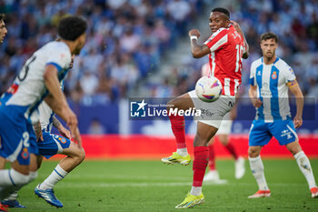 2024-06-13 - Otero (Sporting de Gijon) gestures during a Playoff La Liga Hypermotion match between RCD Espanyol and Real Sporting at Stage Front Stadium, in Barcelona, ,Spain on June 13, 2024. Photo by Felipe Mondino - RCD ESPANYOL - REAL SPORTING - OTHER - SOCCER