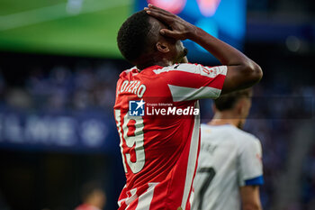 2024-06-13 - Otero (Sporting de Gijon) look dejected during a Playoff La Liga Hypermotion match between RCD Espanyol and Real Sporting at Stage Front Stadium, in Barcelona, ,Spain on June 13, 2024. Photo by Felipe Mondino - RCD ESPANYOL - REAL SPORTING - OTHER - SOCCER