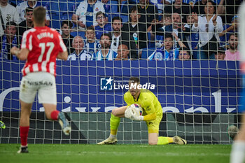 2024-06-13 - Goalkeeper Yanez (Sporting de Gijon) controls the ball during a Playoff La Liga Hypermotion match between RCD Espanyol and Real Sporting at Stage Front Stadium, in Barcelona, ,Spain on June 13, 2024. Photo by Felipe Mondino - RCD ESPANYOL - REAL SPORTING - OTHER - SOCCER