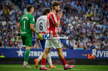 2024-06-13 - Mario Gonzalez (Sporting de Gijon) look dejected during a Playoff La Liga Hypermotion match between RCD Espanyol and Real Sporting at Stage Front Stadium, in Barcelona, ,Spain on June 13, 2024. Photo by Felipe Mondino - RCD ESPANYOL - REAL SPORTING - OTHER - SOCCER