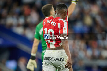 2024-06-13 - Otero (Sporting de Gijon) look dejected during a Playoff La Liga Hypermotion match between RCD Espanyol and Real Sporting at Stage Front Stadium, in Barcelona, ,Spain on June 13, 2024. Photo by Felipe Mondino - RCD ESPANYOL - REAL SPORTING - OTHER - SOCCER