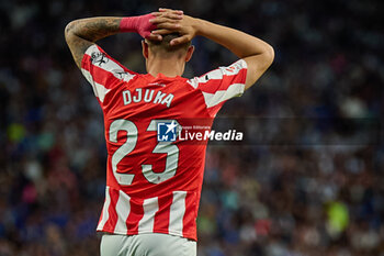 2024-06-13 - Djuka (Sporting de Gijon) look dejected during a Playoff La Liga Hypermotion match between RCD Espanyol and Real Sporting at Stage Front Stadium, in Barcelona, ,Spain on June 13, 2024. Photo by Felipe Mondino - RCD ESPANYOL - REAL SPORTING - OTHER - SOCCER