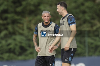 2024-07-11 - Napoli's Italian defender Pasquale Mazzocchi and Napoli's Kosovar defender Amir Rrahmani during SSC Napoli's 2024-25 preseason training camp in val di sole in Trentino, Dimaro Folgarida

 - SSC NAPOLI TRAINING - OTHER - SOCCER