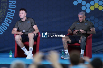 2024-07-14 - Evening for the public with Napoli's Kosovar defender Amir Rrahmani and Napoli's Italian defender Pasquale Mazzocchi during SSC Napoli's 2024-25 preseason training camp in val di sole in Trentino, Dimaro Folgarida

 - SSC NAPOLI TRAINING - OTHER - SOCCER