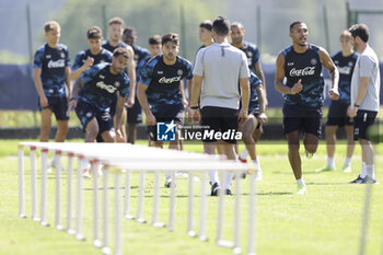 2024-07-15 - Napoli's Italian forward Matteo Politano and Napoli's Brazilian defender Juan Jesus during SSC Napoli's 2024-25 preseason training camp in val di sole in Trentino, Dimaro Folgarida

 - SSC NAPOLI TRAINING - OTHER - SOCCER