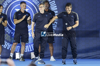 2024-07-18 - Lele Oriali, coordinator of the technical staff and Napoli’s Italian coach Antonio Conte during Presentation of the ssc napoli technical staff , SSC Napoli's 2024-25 preseason training camp in val di sole in Trentino, Dimaro Folgarida

 - SSC NAPOLI TRAINING - OTHER - SOCCER