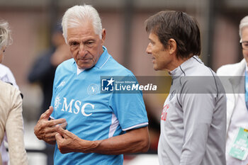 2024-07-19 - Francesco Moser former cyclist with Napoli’s Italian coach Antonio Conte during SSC Napoli's 2024-25 preseason training camp in val di sole in Trentino, Dimaro Folgarida

 - SSC NAPOLI TRAINING - OTHER - SOCCER