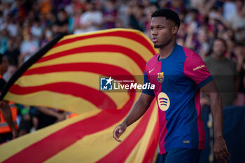 2024-08-12 - Ansi Fati (FC Barcelona) smiles during a Joan Gamper Trophy at Estadi Olimpic Lluis Companys in Barcelona, Spain, on August 12 2024. Photo by Felipe Mondino - TROFEU JOAN GAMPER: FC BARCELONA - AS MONACO - OTHER - SOCCER