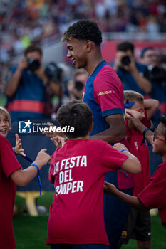 2024-08-12 - Lamine Yamal (FC Barcelona) smiles during a Joan Gamper Trophy at Estadi Olimpic Lluis Companys in Barcelona, Spain, on August 12 2024. Photo by Felipe Mondino - TROFEU JOAN GAMPER: FC BARCELONA - AS MONACO - OTHER - SOCCER