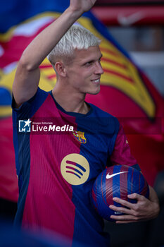 2024-08-12 - Dani Olmo (FC Barcelona) smiles during a Joan Gamper Trophy at Estadi Olimpic Lluis Companys in Barcelona, Spain, on August 12 2024. Photo by Felipe Mondino - TROFEU JOAN GAMPER: FC BARCELONA - AS MONACO - OTHER - SOCCER