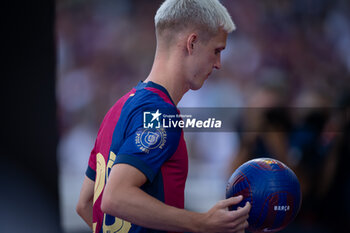 2024-08-12 - Dani Olmo (FC Barcelona) smiles during a Joan Gamper Trophy at Estadi Olimpic Lluis Companys in Barcelona, Spain, on August 12 2024. Photo by Felipe Mondino - TROFEU JOAN GAMPER: FC BARCELONA - AS MONACO - OTHER - SOCCER