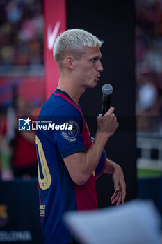 2024-08-12 - Dani Olmo (FC Barcelona) smiles during a Joan Gamper Trophy at Estadi Olimpic Lluis Companys in Barcelona, Spain, on August 12 2024. Photo by Felipe Mondino - TROFEU JOAN GAMPER: FC BARCELONA - AS MONACO - OTHER - SOCCER