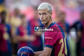 2024-08-12 - Dani Olmo (FC Barcelona) smiles during a Joan Gamper Trophy at Estadi Olimpic Lluis Companys in Barcelona, Spain, on August 12 2024. Photo by Felipe Mondino - TROFEU JOAN GAMPER: FC BARCELONA - AS MONACO - OTHER - SOCCER