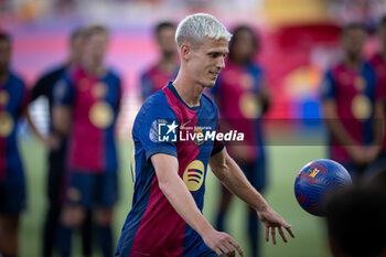 2024-08-12 - Dani Olmo (FC Barcelona) smiles during a Joan Gamper Trophy at Estadi Olimpic Lluis Companys in Barcelona, Spain, on August 12 2024. Photo by Felipe Mondino - TROFEU JOAN GAMPER: FC BARCELONA - AS MONACO - OTHER - SOCCER