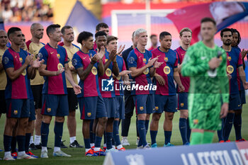 2024-08-12 - Dani Olmo (FC Barcelona) smiles during a Joan Gamper Trophy at Estadi Olimpic Lluis Companys in Barcelona, Spain, on August 12 2024. Photo by Felipe Mondino - TROFEU JOAN GAMPER: FC BARCELONA - AS MONACO - OTHER - SOCCER