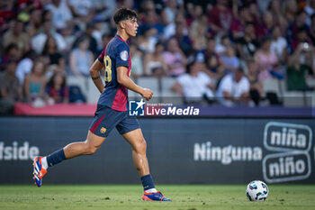 2024-08-12 - Marc Bernal (FC Barcelona) controls the ball during a Joan Gamper Trophy at Estadi Olimpic Lluis Companys in Barcelona, Spain, on August 12 2024. Photo by Felipe Mondino - TROFEU JOAN GAMPER: FC BARCELONA - AS MONACO - OTHER - SOCCER