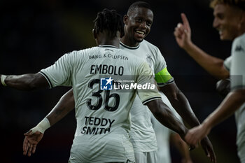 2024-08-12 - Brea Embolo celebrates after scoring his team's goal during a Joan Gamper Trophy at Estadi Olimpic Lluis Companys in Barcelona, Spain, on August 12 2024. Photo by Felipe Mondino - TROFEU JOAN GAMPER: FC BARCELONA - AS MONACO - OTHER - SOCCER