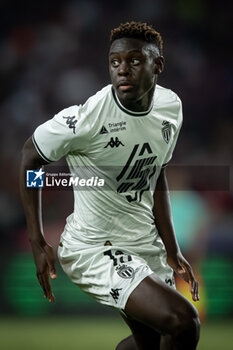 2024-08-12 - Christian Mawissa (AS Monaco) celebrates after scoring his team's goal during a Joan Gamper Trophy at Estadi Olimpic Lluis Companys in Barcelona, Spain, on August 12 2024. Photo by Felipe Mondino - TROFEU JOAN GAMPER: FC BARCELONA - AS MONACO - OTHER - SOCCER